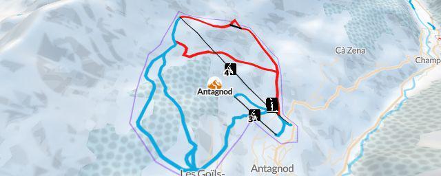 Piste map of the resort Antagnod