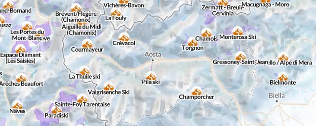 Piste map of the region Aoste