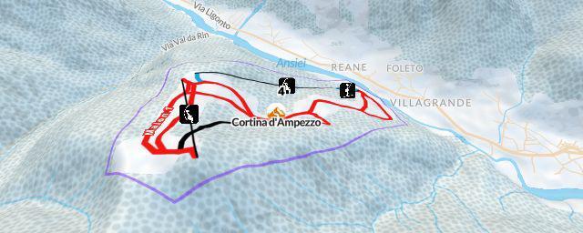 Piste map of the resort Cortina d'Ampezzo