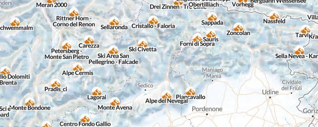 Piste map of the region Belluno