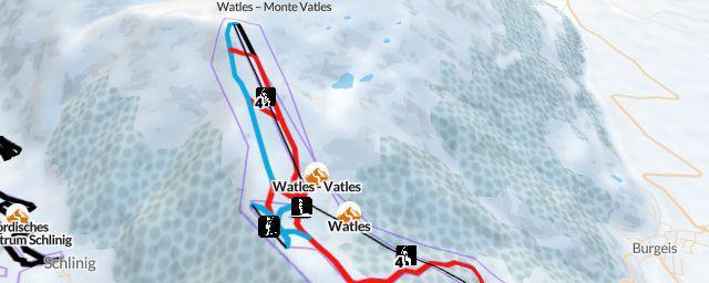 Piste map of the resort Watles - Vatles