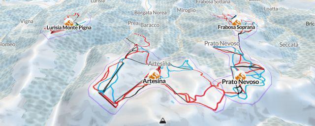 Piste map of the resort Artesina