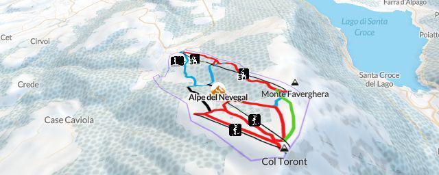 Piste map of the resort Alpe del Nevegal