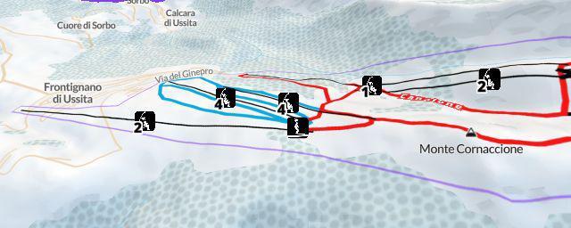 Piste map of the resort Area Sciistica Ussita Frontignano