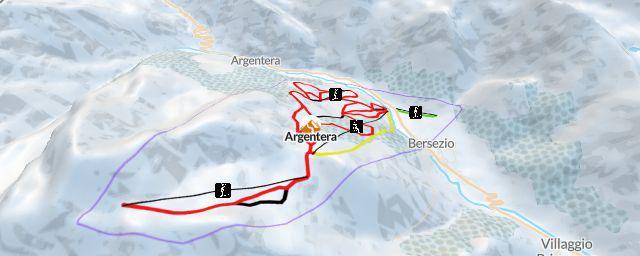 Piste map of the resort Argentera