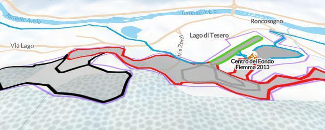 Piste map of the resort Centro del Fondo Fiemme 2013