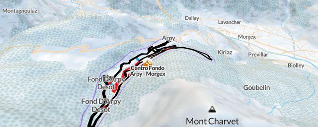 Piste map of the resort Centro Fondo Arpy - Morgex