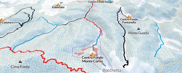 Piste map of the resort Centro Fondo Monte Corno