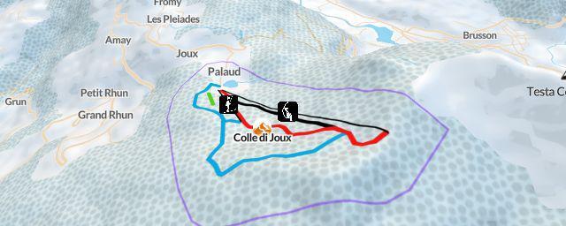 Piste map of the resort Colle di Joux