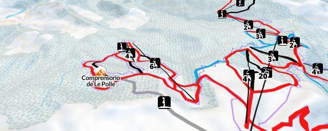 Piste map of the resort Comprensorio de Le Polle
