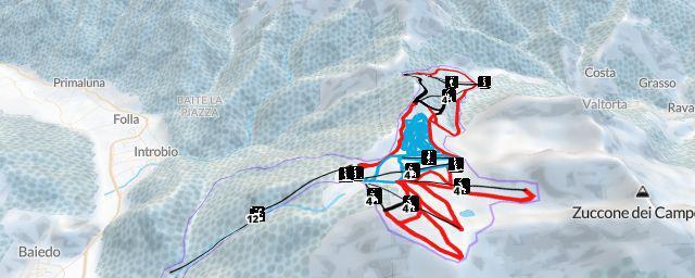 Piste map of the resort Piani di Bobbio - Valtorta Skiarea