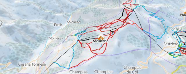 Piste map of the resort Sansicario