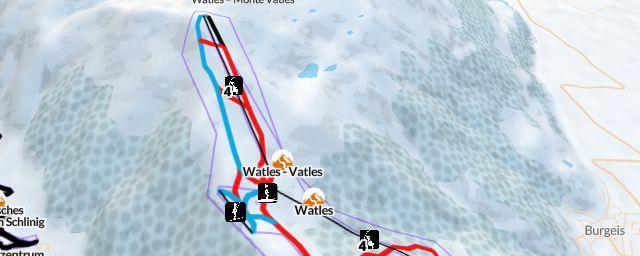 Piste map of the resort Watles