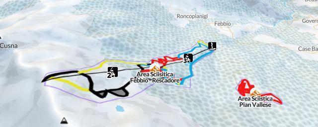 Piste map of the resort Area Sciisitica Febbio - Rescadore