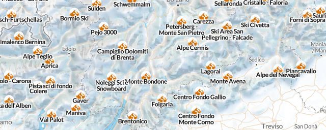 Piste map of the region Trento