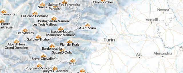 Piste map of the region Turin