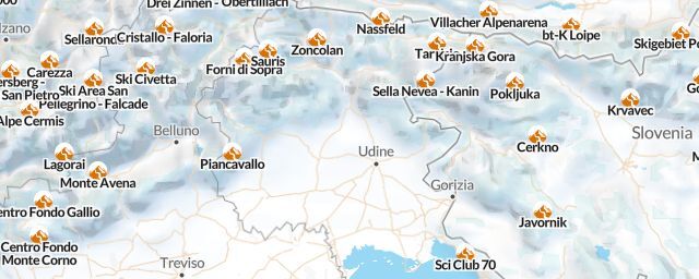 Piste map of the region Udine