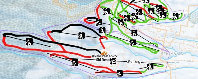 Piste map of the resort Akakura Kanko Ski Resort