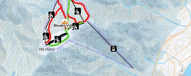 Piste map of the resort Biwako Valley