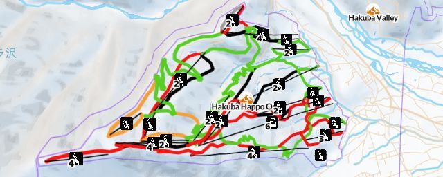 Piste map of the resort Hakuba Happo One