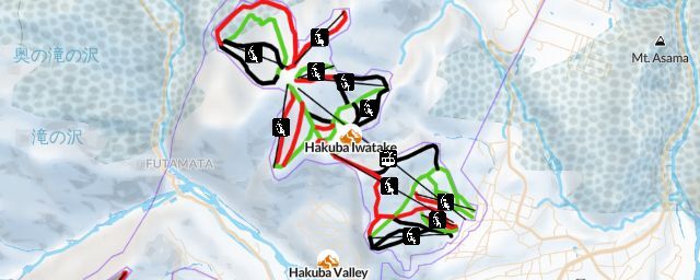 Piste map of the resort Hakuba Iwatake