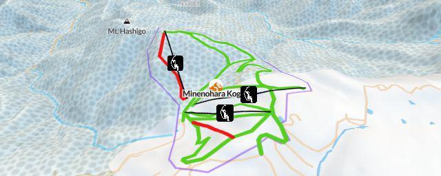 Piste map of the resort Minenohara Kogen