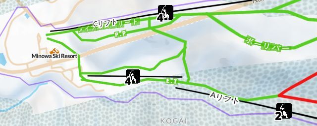Piste map of the resort Minowa Ski Resort