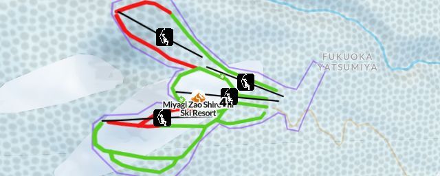 Piste map of the resort Miyagi Zao Shiroishi Ski Resort
