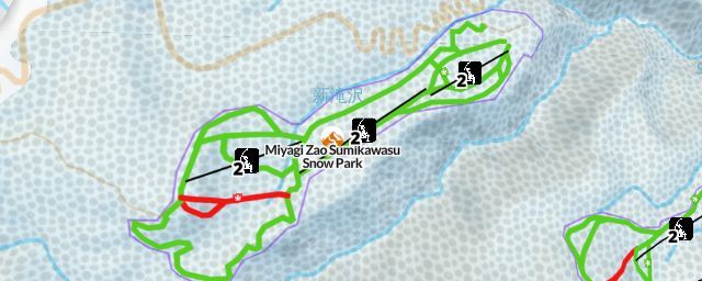 Piste map of the resort Miyagi Zao Sumikawasu Snow Park