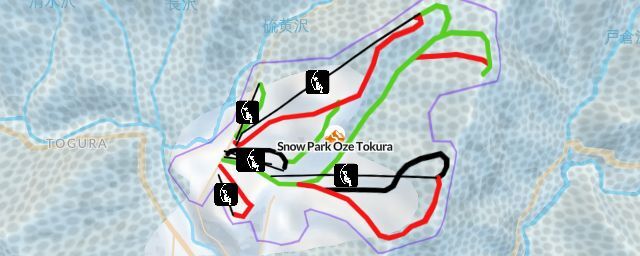 Piste map of the resort Snow Park Oze Tokura
