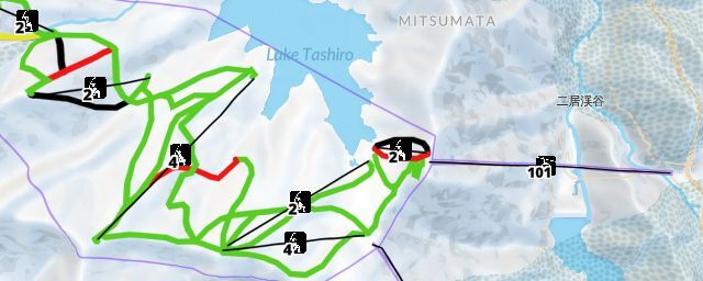 Piste map of the resort Tashiro Area