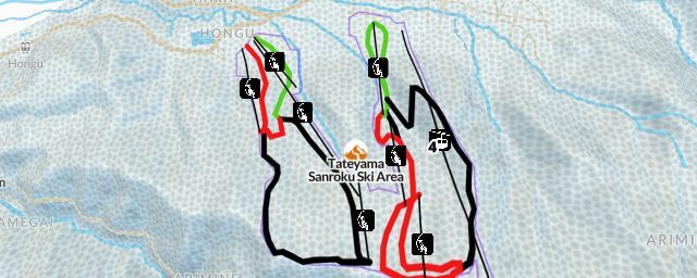 Piste map of the resort Tateyama Sanroku Ski Area