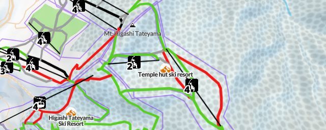 Piste map of the resort Temple hut ski resort