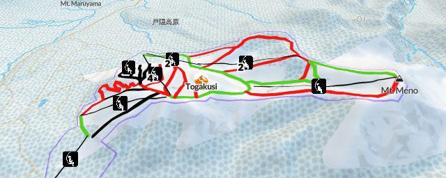 Piste map of the resort Togakusi