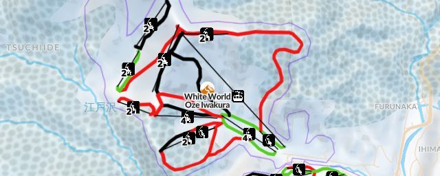 Piste map of the resort White World Oze Iwakura