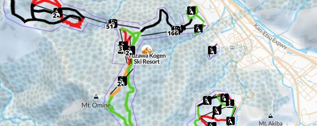 Piste map of the resort Yuzawa Kogen Ski Resort