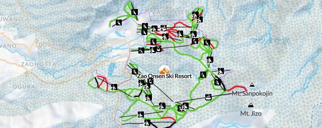 Piste map of the resort Zao Onsen Ski Resort