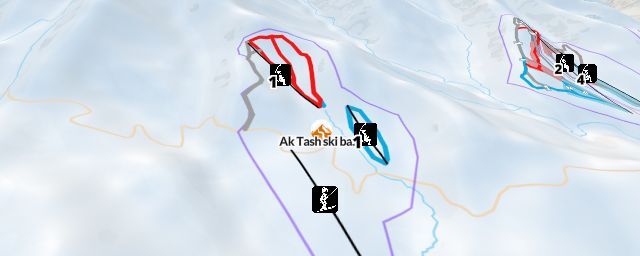 Piste map of the resort Ak Tash ski base