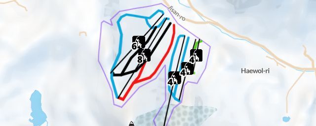 Piste map of the resort Jisan Forest Ski Resort