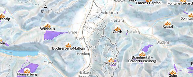 Piste map of the region Liechtenstein