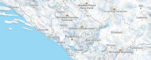 Piste map of the region Montenegro