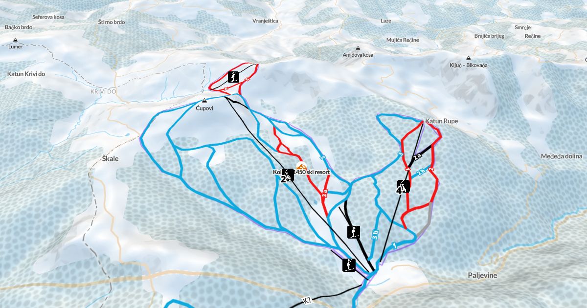 World Piste Map Kola in 1450 Ski Resort
