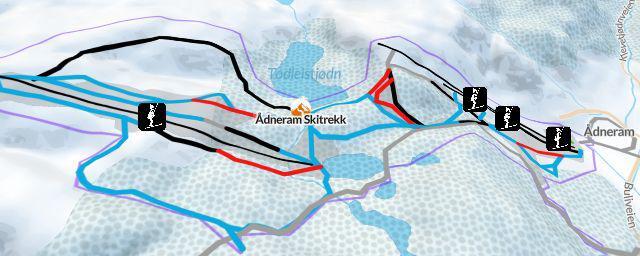 Piste map of the resort Ådneram Skitrekk