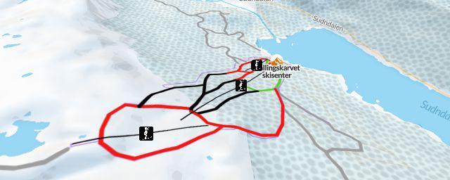Piste map of the resort Hallingskarvet skisenter