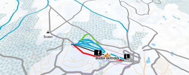 Piste map of the resort Budor skitrekk