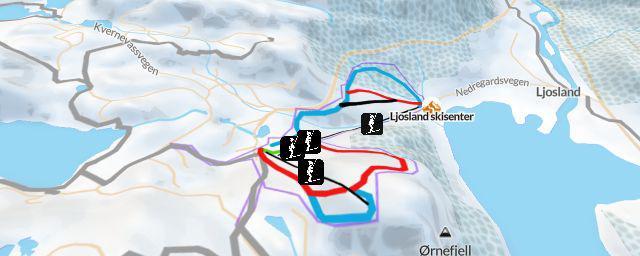 Piste map of the resort Ljosland skisenter