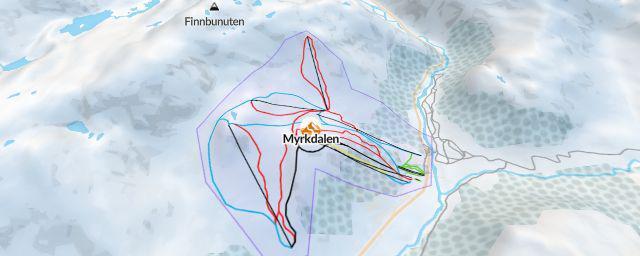 Piste map of the resort Myrkdalen