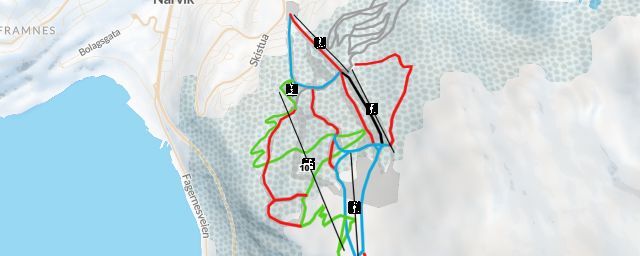 Piste map of the resort Narvikfjellet Ski Resort