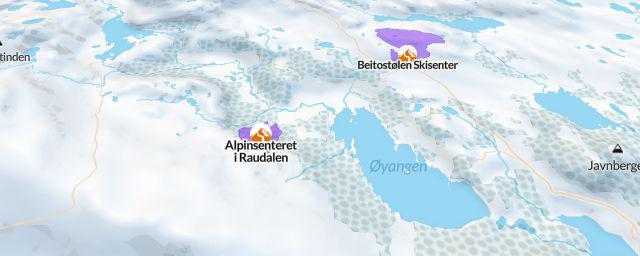 Piste map of the resort Raudalen Alpin