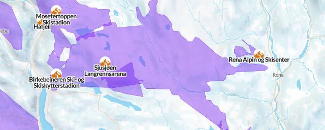 Piste map of the resort Sjusjøen Langrennsarena